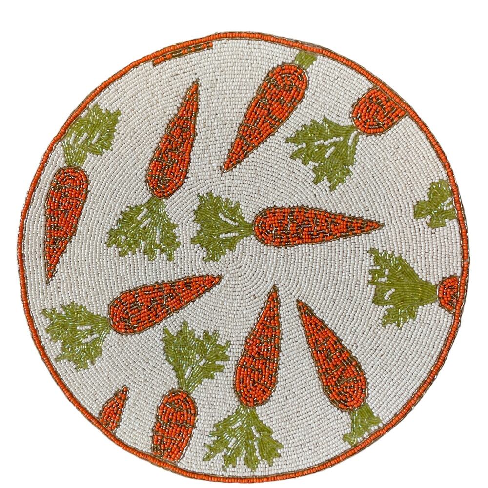 RACHEL ZOE Easter Carrot Rachel Zoe Beaded Placemat Charger 15" NEW